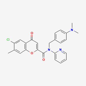 molecular formula C25H22ClN3O3 B11319892 6-chloro-N-[4-(dimethylamino)benzyl]-7-methyl-4-oxo-N-(pyridin-2-yl)-4H-chromene-2-carboxamide 