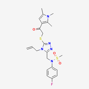 molecular formula C22H26FN5O3S2 B11319900 N-(4-Fluorophenyl)-N-[(5-{[2-oxo-2-(1,2,5-trimethyl-1H-pyrrol-3-YL)ethyl]sulfanyl}-4-(prop-2-EN-1-YL)-4H-1,2,4-triazol-3-YL)methyl]methanesulfonamide 