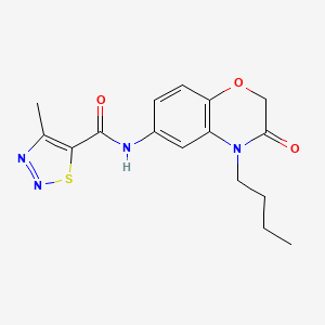 molecular formula C16H18N4O3S B11319917 N-(4-butyl-3-oxo-3,4-dihydro-2H-1,4-benzoxazin-6-yl)-4-methyl-1,2,3-thiadiazole-5-carboxamide 