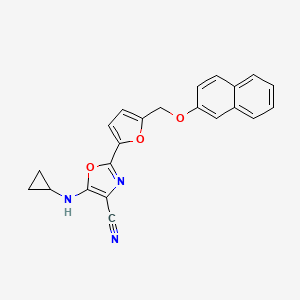 5-(Cyclopropylamino)-2-{5-[(naphthalen-2-yloxy)methyl]furan-2-yl}-1,3-oxazole-4-carbonitrile