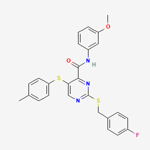 2-[(4-fluorobenzyl)sulfanyl]-N-(3-methoxyphenyl)-5-[(4-methylphenyl)sulfanyl]pyrimidine-4-carboxamide