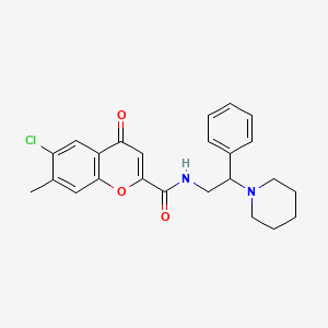 molecular formula C24H25ClN2O3 B11319969 6-chloro-7-methyl-4-oxo-N-[2-phenyl-2-(piperidin-1-yl)ethyl]-4H-chromene-2-carboxamide 