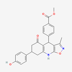 molecular formula C25H22N2O5 B11320000 Methyl 4-[5-hydroxy-7-(4-hydroxyphenyl)-3-methyl-4,6,7,8-tetrahydro[1,2]oxazolo[5,4-b]quinolin-4-yl]benzoate 