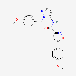 molecular formula C22H20N4O4 B11320042 N-[1-(4-methoxybenzyl)-1H-pyrazol-5-yl]-5-(4-methoxyphenyl)-1,2-oxazole-3-carboxamide 