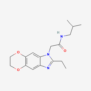 molecular formula C17H23N3O3 B11320045 2-(2-ethyl-6,7-dihydro-1H-[1,4]dioxino[2,3-f]benzimidazol-1-yl)-N-isobutylacetamide 