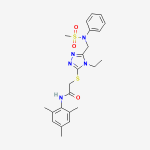 2-[(4-ethyl-5-{[(methylsulfonyl)(phenyl)amino]methyl}-4H-1,2,4-triazol-3-yl)sulfanyl]-N-(2,4,6-trimethylphenyl)acetamide