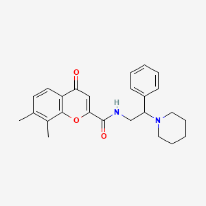 7,8-dimethyl-4-oxo-N-[2-phenyl-2-(piperidin-1-yl)ethyl]-4H-chromene-2-carboxamide