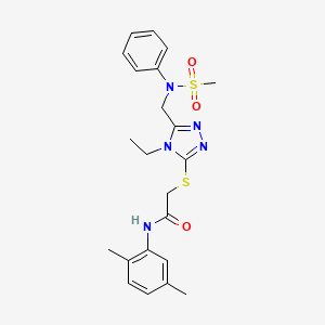 molecular formula C22H27N5O3S2 B11320069 N-(2,5-dimethylphenyl)-2-[(4-ethyl-5-{[(methylsulfonyl)(phenyl)amino]methyl}-4H-1,2,4-triazol-3-yl)sulfanyl]acetamide 