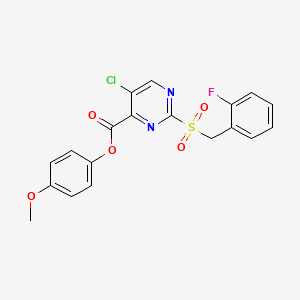 molecular formula C19H14ClFN2O5S B11320075 4-Methoxyphenyl 5-chloro-2-[(2-fluorobenzyl)sulfonyl]pyrimidine-4-carboxylate 