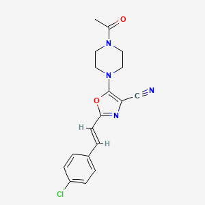 5-(4-acetylpiperazin-1-yl)-2-[(E)-2-(4-chlorophenyl)ethenyl]-1,3-oxazole-4-carbonitrile