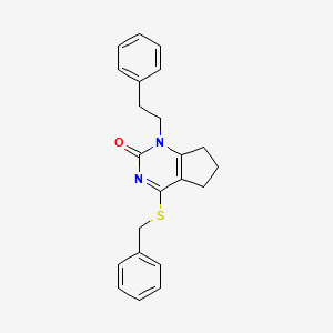 molecular formula C22H22N2OS B11320111 4-(benzylsulfanyl)-1-(2-phenylethyl)-1,5,6,7-tetrahydro-2H-cyclopenta[d]pyrimidin-2-one 