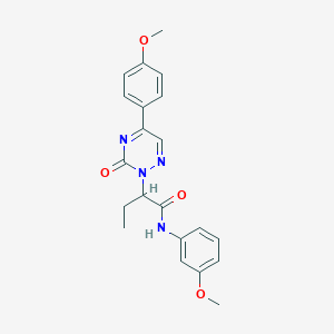 molecular formula C21H22N4O4 B11320130 N-(3-methoxyphenyl)-2-[5-(4-methoxyphenyl)-3-oxo-1,2,4-triazin-2(3H)-yl]butanamide 