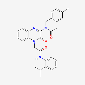 molecular formula C29H30N4O3 B11320278 N-(4-methylbenzyl)-N-[3-oxo-4-(2-oxo-2-{[2-(propan-2-yl)phenyl]amino}ethyl)-3,4-dihydroquinoxalin-2-yl]acetamide 