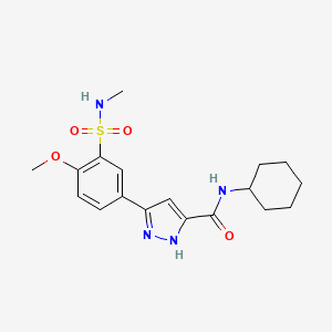 molecular formula C18H24N4O4S B11320283 N-Cyclohexyl-5-[4-methoxy-3-(methylsulfamoyl)phenyl]-1H-pyrazole-3-carboxamide 