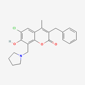 3-benzyl-6-chloro-7-hydroxy-4-methyl-8-(pyrrolidin-1-ylmethyl)-2H-chromen-2-one