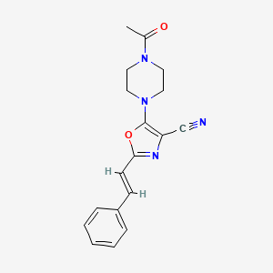 molecular formula C18H18N4O2 B11320328 5-(4-acetylpiperazin-1-yl)-2-[(E)-2-phenylethenyl]-1,3-oxazole-4-carbonitrile 