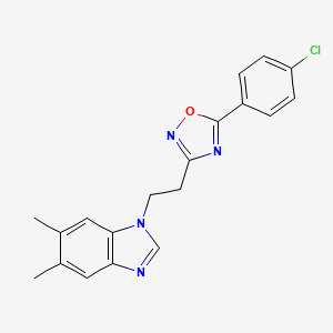 molecular formula C19H17ClN4O B11320335 1-{2-[5-(4-chlorophenyl)-1,2,4-oxadiazol-3-yl]ethyl}-5,6-dimethyl-1H-benzimidazole 