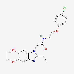 N-[2-(4-chlorophenoxy)ethyl]-2-(2-ethyl-6,7-dihydro-1H-[1,4]dioxino[2,3-f]benzimidazol-1-yl)acetamide