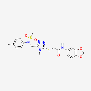 molecular formula C21H23N5O5S2 B11320374 N-(1,3-benzodioxol-5-yl)-2-[(4-methyl-5-{[(4-methylphenyl)(methylsulfonyl)amino]methyl}-4H-1,2,4-triazol-3-yl)sulfanyl]acetamide 