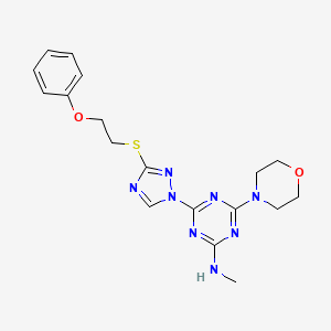 molecular formula C18H22N8O2S B11320436 N-methyl-4-(morpholin-4-yl)-6-{3-[(2-phenoxyethyl)sulfanyl]-1H-1,2,4-triazol-1-yl}-1,3,5-triazin-2-amine 