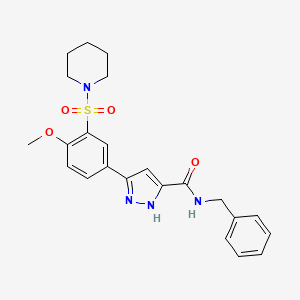 N-benzyl-5-[4-methoxy-3-(piperidin-1-ylsulfonyl)phenyl]-1H-pyrazole-3-carboxamide