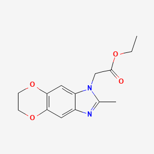 molecular formula C14H16N2O4 B11320483 ethyl (2-methyl-6,7-dihydro-1H-[1,4]dioxino[2,3-f]benzimidazol-1-yl)acetate 