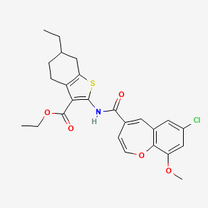 Ethyl 2-{[(7-chloro-9-methoxy-1-benzoxepin-4-yl)carbonyl]amino}-6-ethyl-4,5,6,7-tetrahydro-1-benzothiophene-3-carboxylate