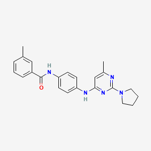 molecular formula C23H25N5O B11320523 3-Methyl-N-(4-{[6-methyl-2-(pyrrolidin-1-YL)pyrimidin-4-YL]amino}phenyl)benzamide 