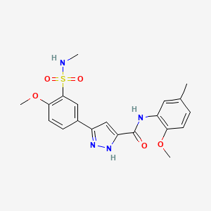 molecular formula C20H22N4O5S B11320578 N-(2-methoxy-5-methylphenyl)-5-[4-methoxy-3-(methylsulfamoyl)phenyl]-1H-pyrazole-3-carboxamide 