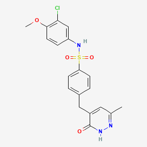 N-(3-chloro-4-methoxyphenyl)-4-[(6-methyl-3-oxo-2,3-dihydropyridazin-4-yl)methyl]benzenesulfonamide