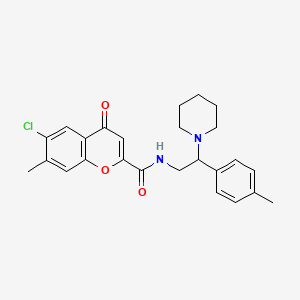 molecular formula C25H27ClN2O3 B11320628 6-chloro-7-methyl-N-[2-(4-methylphenyl)-2-(piperidin-1-yl)ethyl]-4-oxo-4H-chromene-2-carboxamide CAS No. 943106-35-2