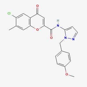 6-chloro-N-[1-(4-methoxybenzyl)-1H-pyrazol-5-yl]-7-methyl-4-oxo-4H-chromene-2-carboxamide