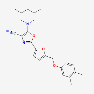 2-{5-[(3,4-Dimethylphenoxy)methyl]furan-2-yl}-5-(3,5-dimethylpiperidin-1-yl)-1,3-oxazole-4-carbonitrile