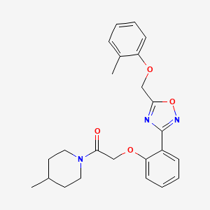 molecular formula C24H27N3O4 B11320706 2-(2-{5-[(2-Methylphenoxy)methyl]-1,2,4-oxadiazol-3-yl}phenoxy)-1-(4-methylpiperidin-1-yl)ethanone 