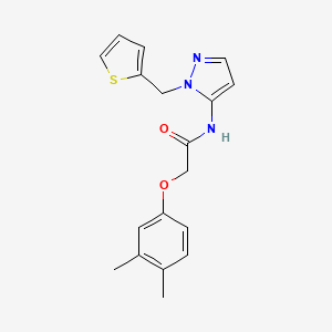 2-(3,4-dimethylphenoxy)-N-[1-(thiophen-2-ylmethyl)-1H-pyrazol-5-yl]acetamide