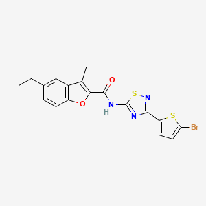 N-[3-(5-bromothiophen-2-yl)-1,2,4-thiadiazol-5-yl]-5-ethyl-3-methyl-1-benzofuran-2-carboxamide