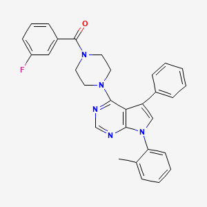 molecular formula C30H26FN5O B11320770 (3-fluorophenyl){4-[7-(2-methylphenyl)-5-phenyl-7H-pyrrolo[2,3-d]pyrimidin-4-yl]piperazin-1-yl}methanone 