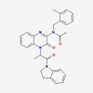 N-{4-[1-(2,3-dihydro-1H-indol-1-yl)-1-oxopropan-2-yl]-3-oxo-3,4-dihydroquinoxalin-2-yl}-N-(2-methylbenzyl)acetamide