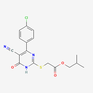 molecular formula C17H16ClN3O3S B11320789 2-Methylpropyl 2-{[4-(4-chlorophenyl)-5-cyano-6-oxo-1,6-dihydropyrimidin-2-YL]sulfanyl}acetate 