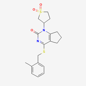 molecular formula C19H22N2O3S2 B11320791 1-(1,1-dioxidotetrahydrothiophen-3-yl)-4-[(2-methylbenzyl)sulfanyl]-1,5,6,7-tetrahydro-2H-cyclopenta[d]pyrimidin-2-one 