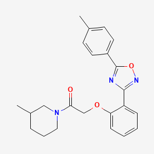 molecular formula C23H25N3O3 B11320821 2-{2-[5-(4-Methylphenyl)-1,2,4-oxadiazol-3-yl]phenoxy}-1-(3-methylpiperidin-1-yl)ethanone 