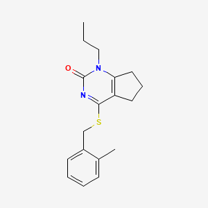 4-[(2-methylbenzyl)sulfanyl]-1-propyl-1,5,6,7-tetrahydro-2H-cyclopenta[d]pyrimidin-2-one