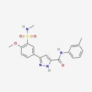 5-[4-Methoxy-3-(methylsulfamoyl)phenyl]-N-(3-methylphenyl)-1H-pyrazole-3-carboxamide