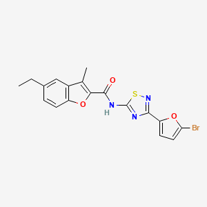 N-[3-(5-bromofuran-2-yl)-1,2,4-thiadiazol-5-yl]-5-ethyl-3-methyl-1-benzofuran-2-carboxamide