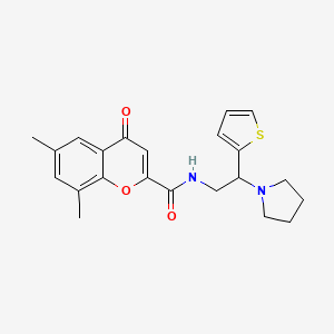 6,8-dimethyl-4-oxo-N-[2-(pyrrolidin-1-yl)-2-(thiophen-2-yl)ethyl]-4H-chromene-2-carboxamide