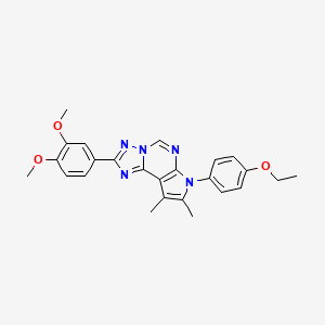 molecular formula C25H25N5O3 B11320938 2-(3,4-dimethoxyphenyl)-7-(4-ethoxyphenyl)-8,9-dimethyl-7H-pyrrolo[3,2-e][1,2,4]triazolo[1,5-c]pyrimidine 