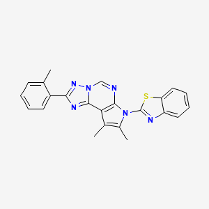 molecular formula C23H18N6S B11320962 2-[8,9-Dimethyl-2-(2-methylphenyl)-7H-pyrrolo[3,2-E][1,2,4]triazolo[1,5-C]pyrimidin-7-YL]-1,3-benzothiazole 