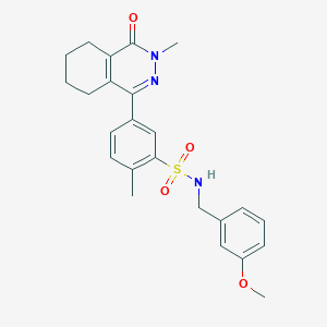 molecular formula C24H27N3O4S B11320990 N-(3-methoxybenzyl)-2-methyl-5-(3-methyl-4-oxo-3,4,5,6,7,8-hexahydrophthalazin-1-yl)benzenesulfonamide 