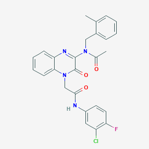 molecular formula C26H22ClFN4O3 B11321025 N-(4-{2-[(3-chloro-4-fluorophenyl)amino]-2-oxoethyl}-3-oxo-3,4-dihydroquinoxalin-2-yl)-N-(2-methylbenzyl)acetamide 