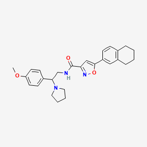 molecular formula C27H31N3O3 B11321036 N-[2-(4-methoxyphenyl)-2-(pyrrolidin-1-yl)ethyl]-5-(5,6,7,8-tetrahydronaphthalen-2-yl)-1,2-oxazole-3-carboxamide 